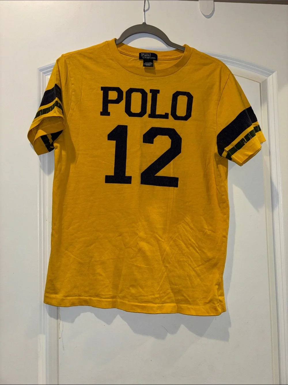 Ralph Lauren Yellow Polo 12 Short Sleeve Tee with Navy Accents
